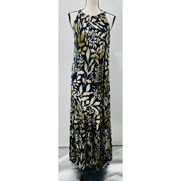Dress Barn Dresses & Skirts - Dress‎ Barn Halter Floral Print Brown/Blue Halter Maxi Dress, Size 10